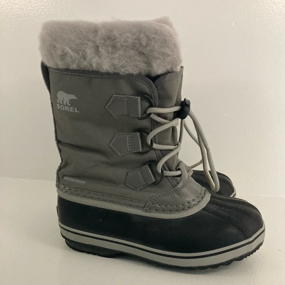 Sorel Your Pac Nylon Waterproof Boots Black Grey Kid’s 2 Winter Snow Ski Holiday